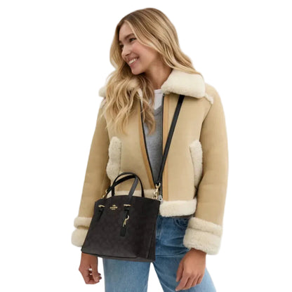The Mollie Tote Bag 25 In Signature Canvas -  Walnut/Black